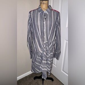 NEW Mystree Boutique Striped Long Sleeve Shirt, Size Large